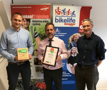 Left to right: John Stanley, Project Officer Cycling Projects, Mike Davies, Team Leader Cycling Projects and Paul Robison, Bikeability Trust.