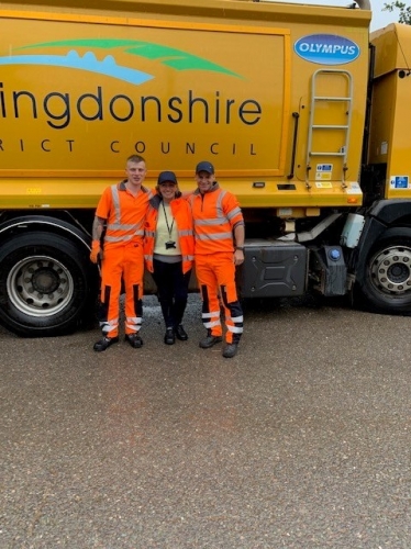 Cllr Marge Beuttell and the binmen